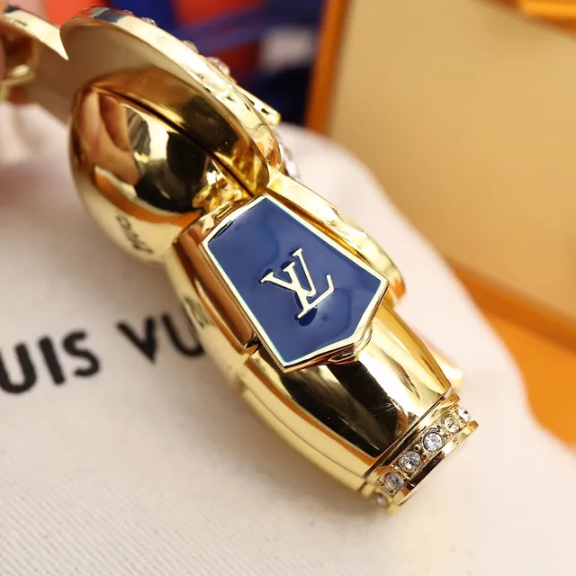 Louis Vuitton Blue Gold Enamel Flower Motif Crystal Pavé Center Handbag