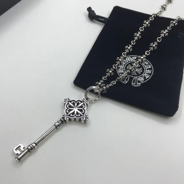 Chrome Hearts Key Pendant Silver-Toned Filigree Necklace