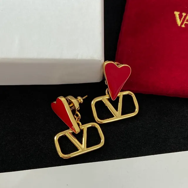 Valentino VLTN Enamel Heart Stud Earrings