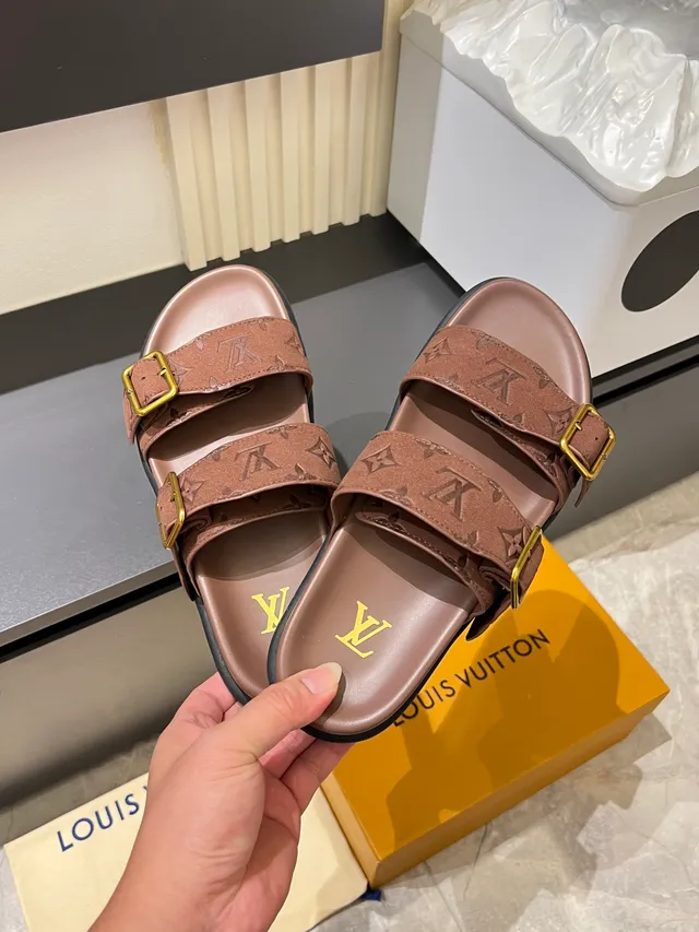 Louis Vuitton Slide Monogram Double-Strap Casual Sandals