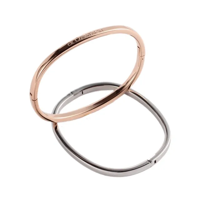 Calvin Klein Minimalist Engraved Silver-Tone Thin Bangle Bracelet