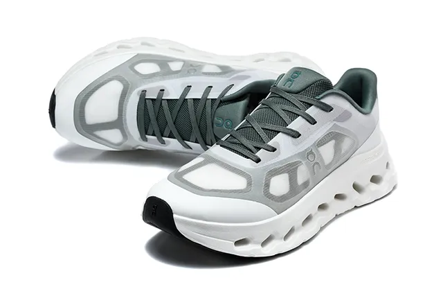 On Black White Engineered Mesh Upper Open Hexagonal CloudTec Pods Running Shoes