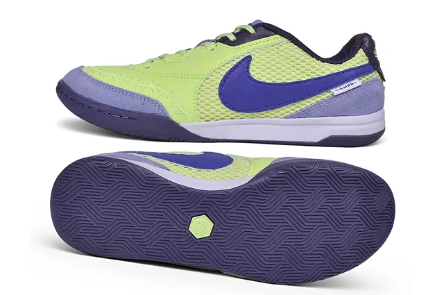 Nike Green Purple Low-Top Mesh And Synthetic Upper Indoor Soccer Shoes