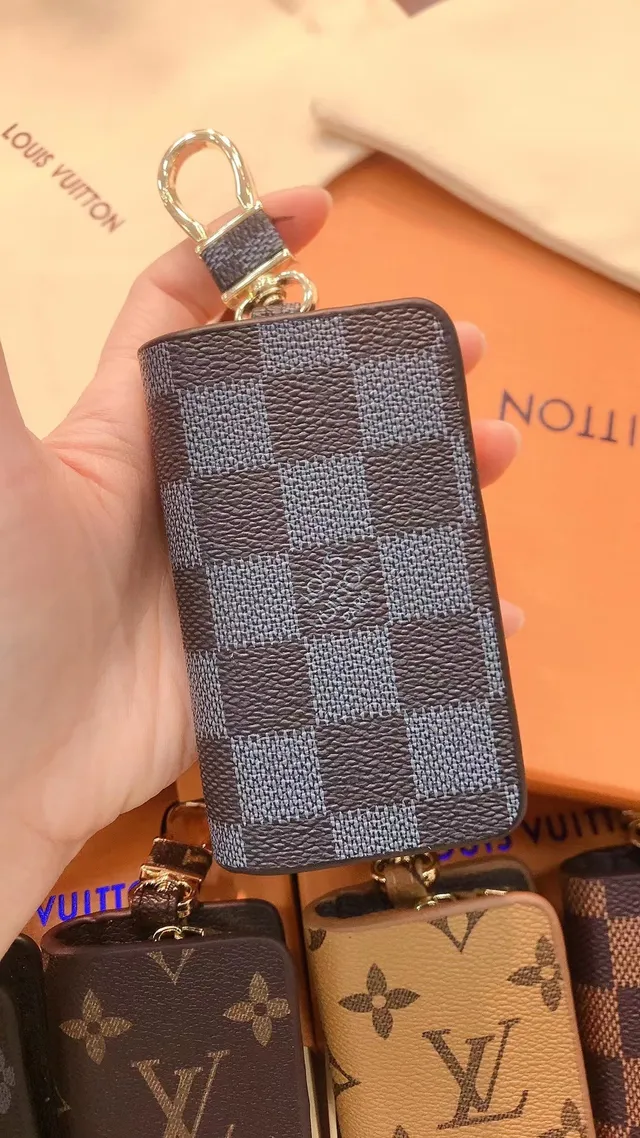 Louis Vuitton Key Holder Brown Beige Monogram Canvas Gold-Tone Hardware Wallet