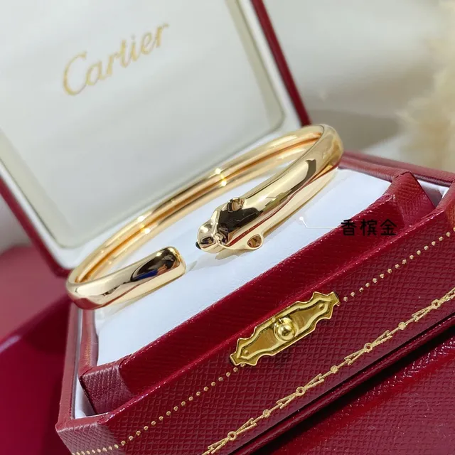 Cartier Panthère Gold Silver Open Bangle Panther Head Terminals Bracelet