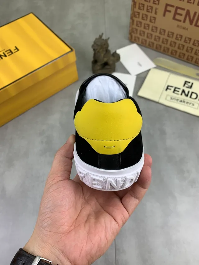 Fendi Monster Sneaker Black and Yellow Suede Lifestyle Sneakers