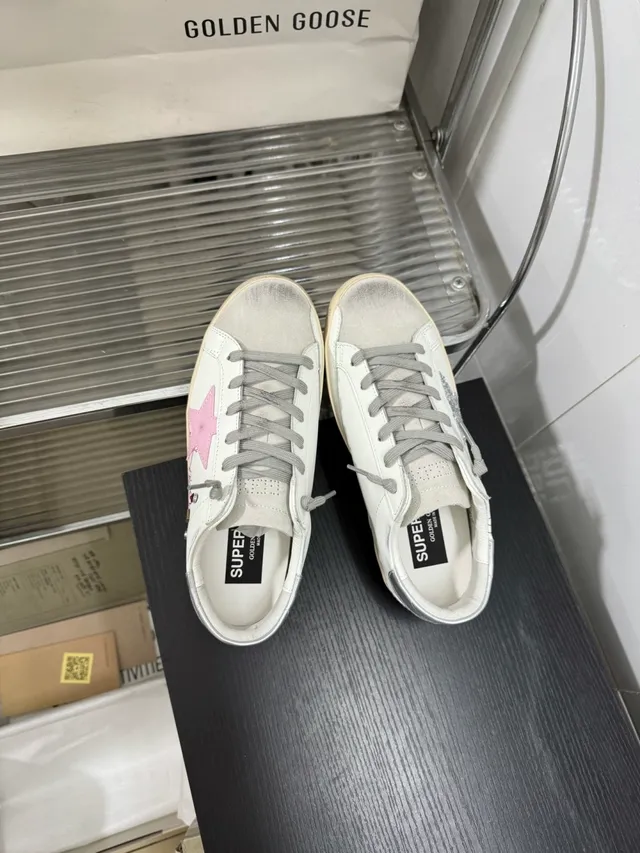 Golden Goose Superstar White Pink Glitter Star Lifestyle Sneakers