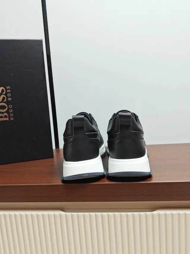 Hugo Boss Black Leather Slip-On Lifestyle Sneakers