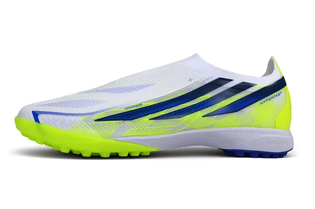 Adidas White Navy Low-Cut Sock-Fit Upper Molded Rubber Studs Turf Soccer Shoes