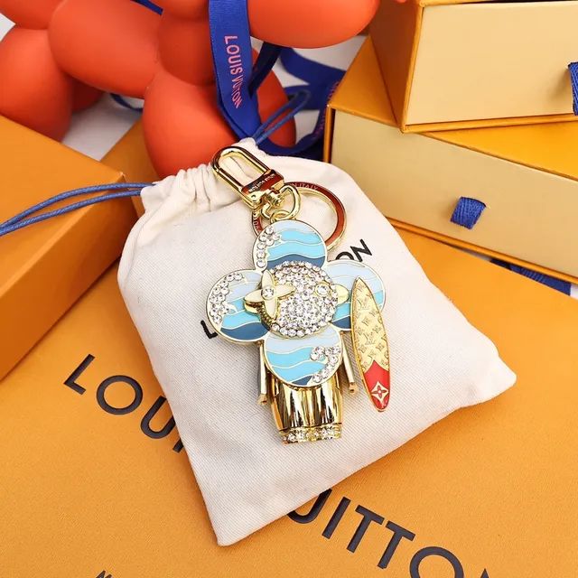 Louis Vuitton Blue Gold Enamel Flower Motif Crystal Pavé Center Handbag