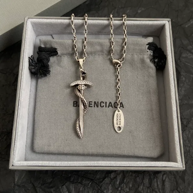 Balenciaga Sword and Serpent Pendant Necklace