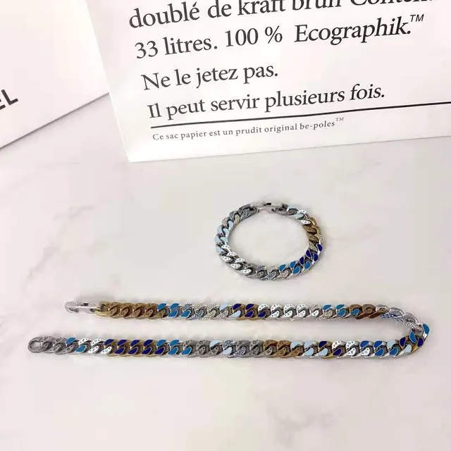 Chanel Multicolor Enamel-Coated Curb Chain Metallic Mixed-Tone Links Bracelet