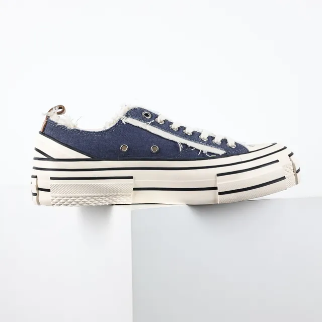 Converse Navy Beige Deconstructed Canvas Frayed Edge Detailing Lifestyle Sneakers