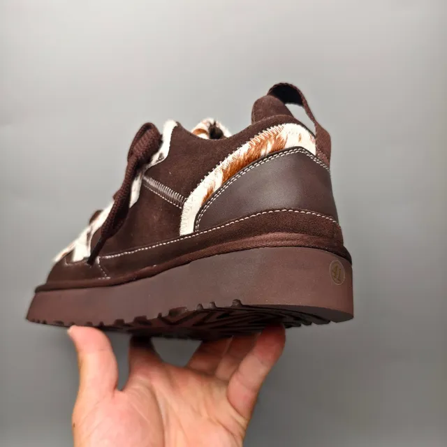 UGG Brown Suede and Cowhide Platform Lifestyle Sneakers