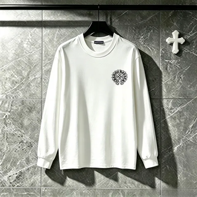 Chrome Hearts Back-Printed Gothic Logo White Long-Sleeve T-Shirt