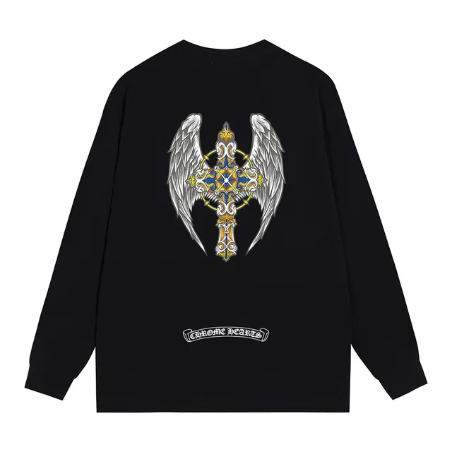 Chrome Hearts Winged Cross Graphic Black Long-Sleeve T-Shirt
