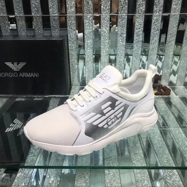 Giorgio Armani EA7 White and Silver-Gray Mesh Lifestyle Sneaker