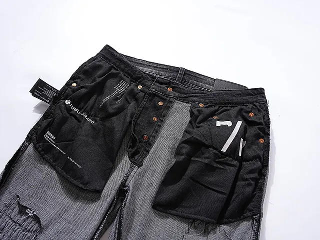 Purple Brand Distressed Paint-Splattered Black Slim-Fit Jeans