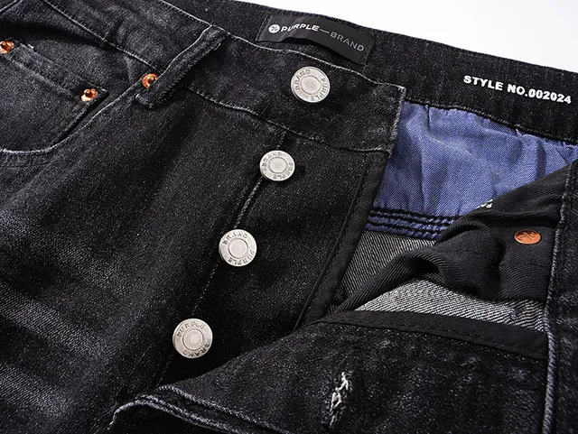 Purple Brand Distressed Washed Black Slim-Fit Jeans
