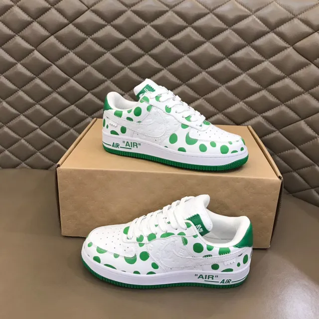 Nike Air Force 1 White Green Polka-Dot Lifestyle Sneakers