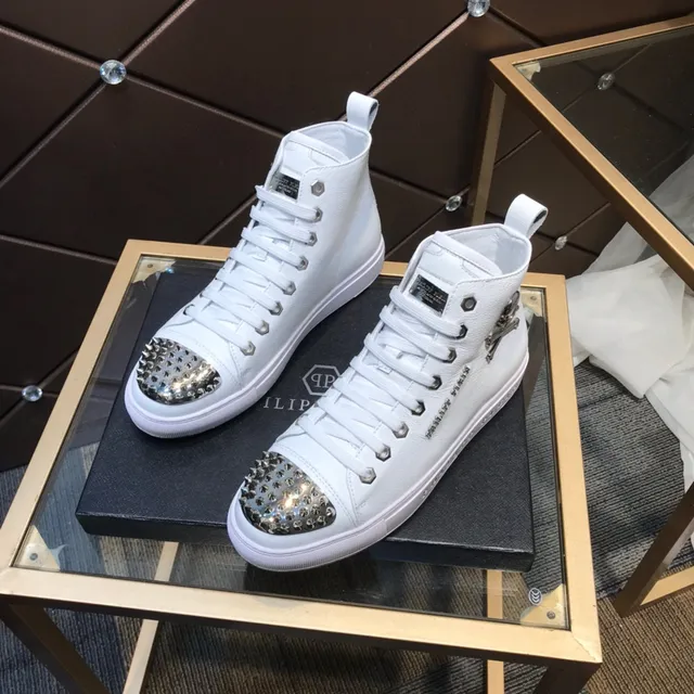 Philipp Plein Studded High-Top White Lifestyle Sneakers
