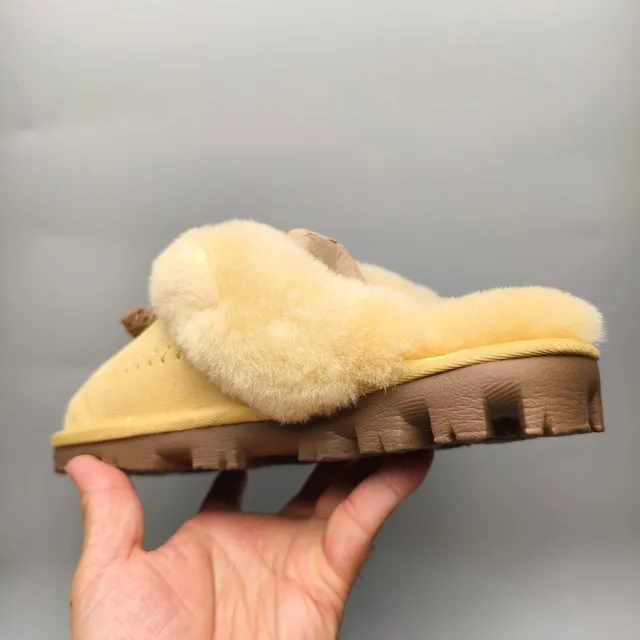 UGG Tasman Beige Shearling-Lined Suede Slippers