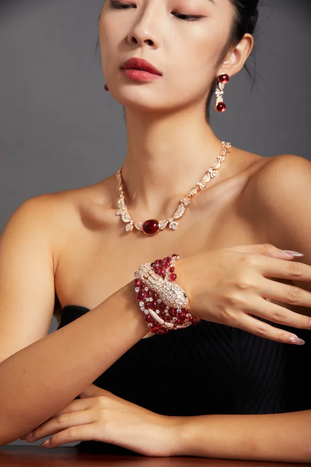 Bvlgari Serpenti Ruby and Diamond Coiled Snake Bracelet