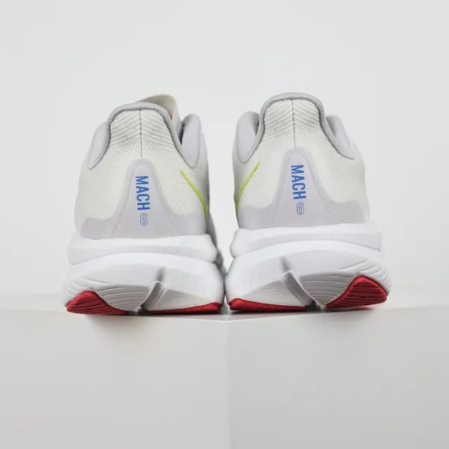 Hoka White Red Engineered Mesh Upper Rocker-Bottom Sole Running Shoes