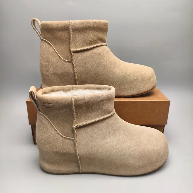 UGG Tasman Beige Suede-Like Slip-On Ankle Boots