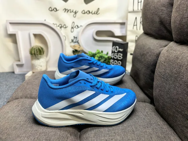 Adidas Blue Silver Engineered Mesh Upper Sculpted Dual-Density Midsole Running Shoes