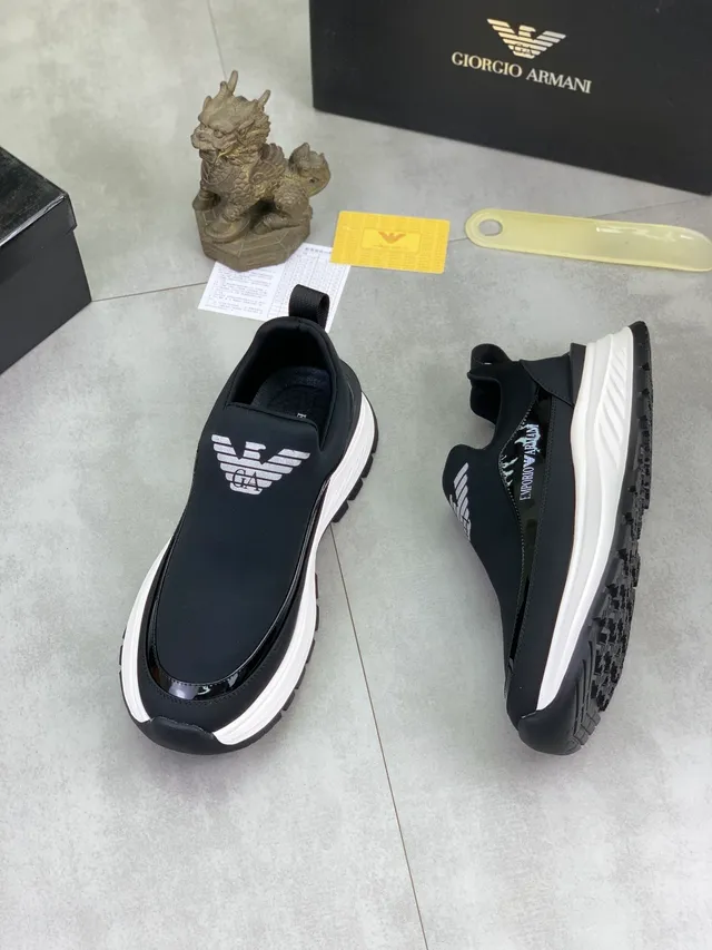 Giorgio Armani Slip-On Sneaker Black White Lifestyle Sneakers