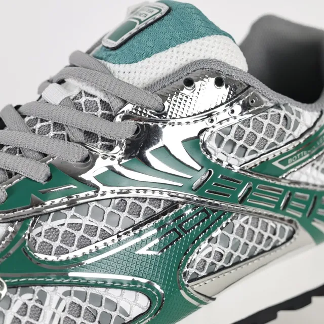 ASICS Green Silver Metallic Mesh Cage Forest Synthetic Overlays Running Shoes