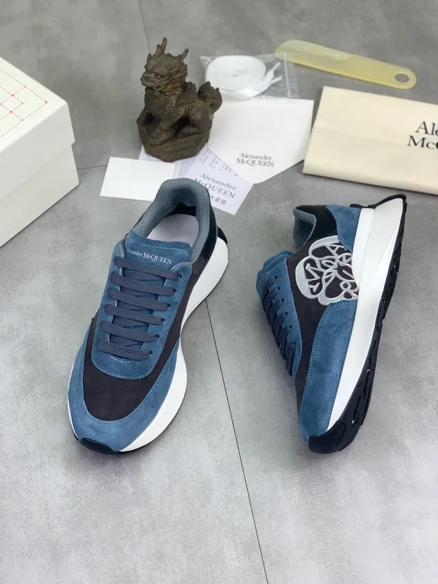 Alexander McQueen Oversized Sneaker Blue and Black Suede Lifestyle Sneakers