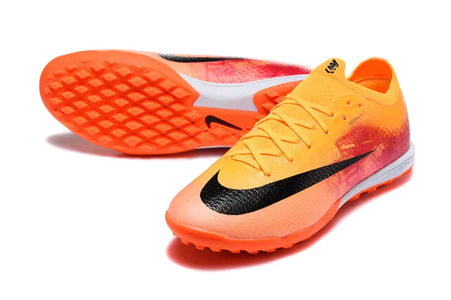 Nike Orange Yellow Knit Upper Gradient Colorway Turf Soccer Shoes
