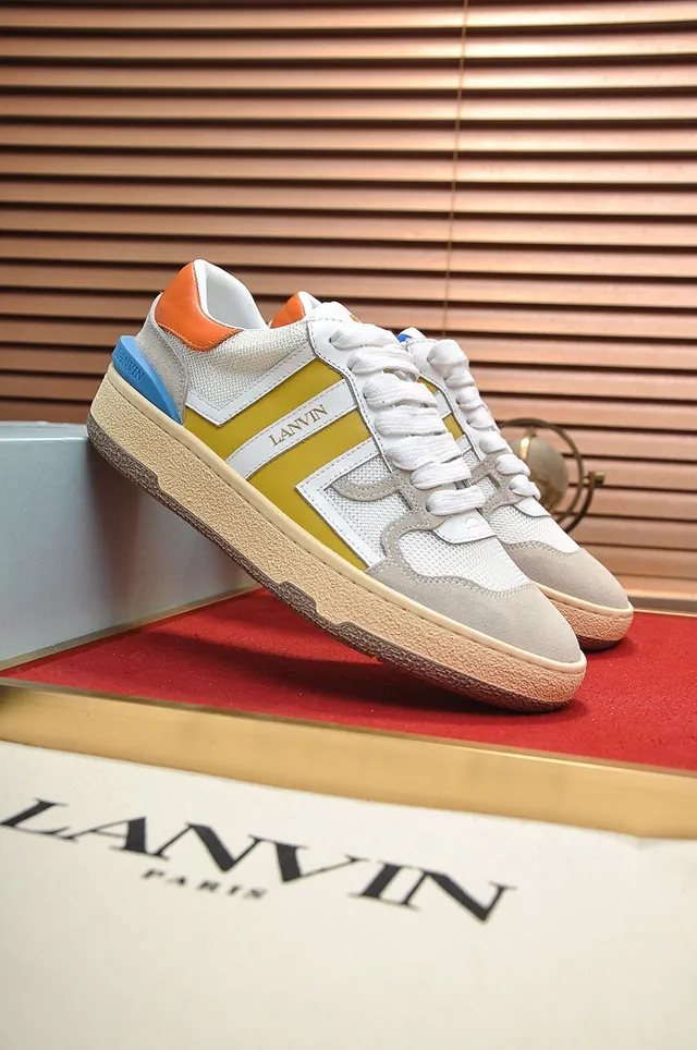 Lanvin Multicolor Striped Mixed-Material Cupsole Sneakers