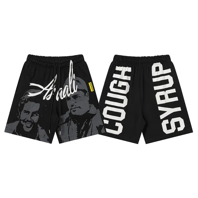 Graphic-Print Elastic-Waist Drawstring Shorts