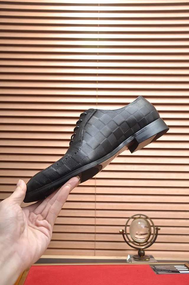 Black Checkered Embossed Leather Full Perforations Brogue