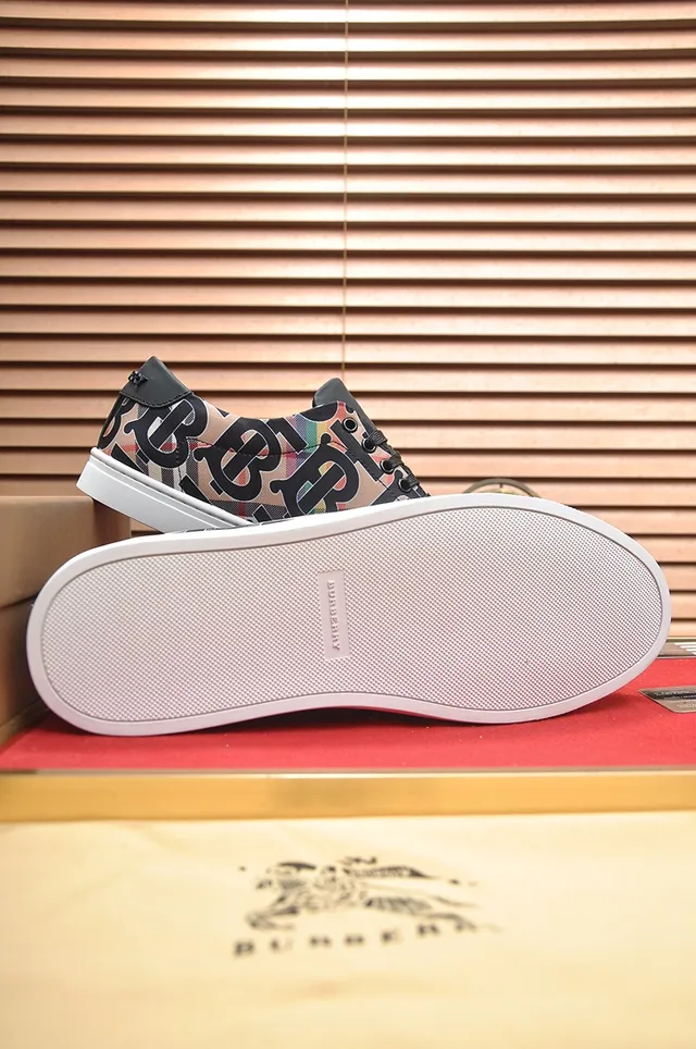 Burberry Multicolor Black Monogrammed Check Textile Leather Overlays Lifestyle Sneakers