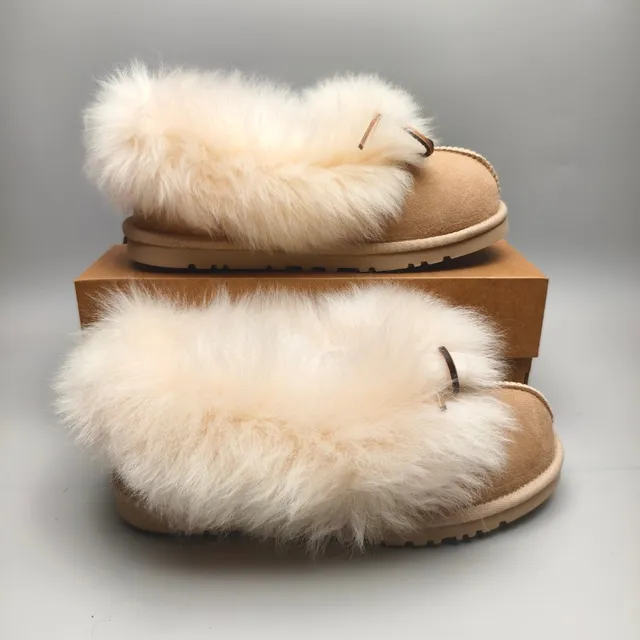 UGG Tasman Beige Suede Shearling-Trimmed Loafer