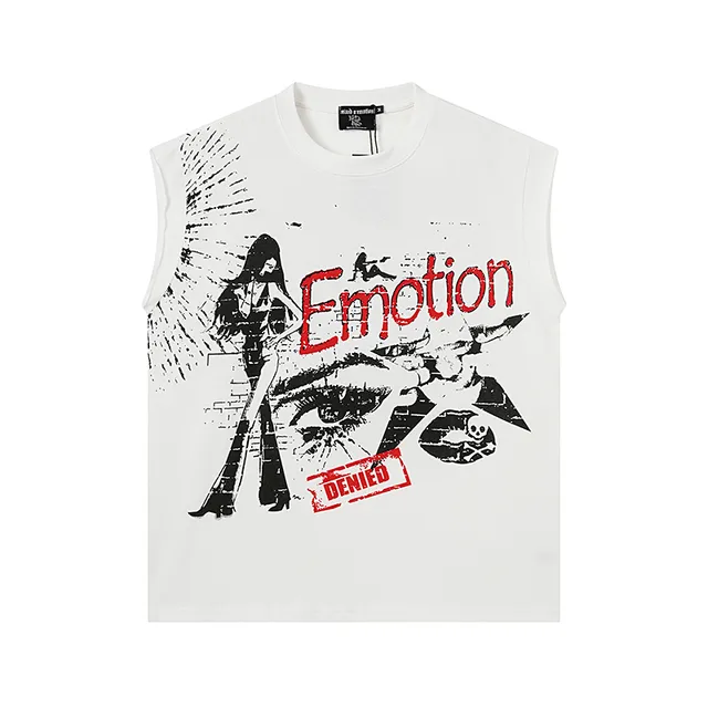 White Graphic-Print Sleeveless Cropped Vest Top