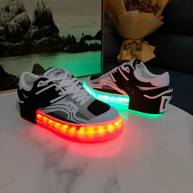 Dolce & Gabbana White Black Mixed-Material Upper Translucent Sole Sneakers