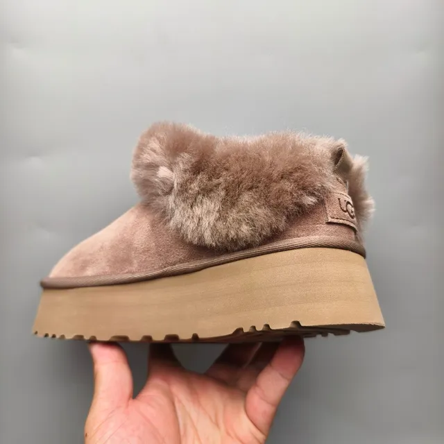 UGG Brown Shearling-Cuffed Suede Upper Snow Boots