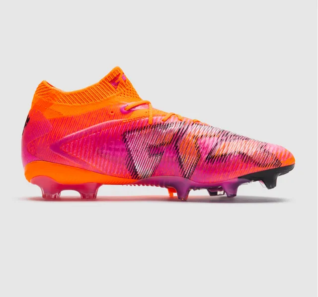 Puma Future Z Orange Purple Knit Upper High-Cut Sock Collar Firm-Ground Soccer Shoes