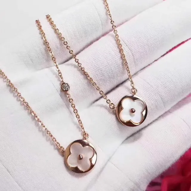 Céline Triomphe Floral Mother-of-Pearl Pendant Necklace
