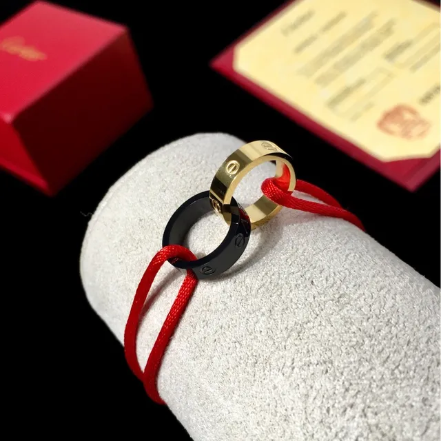 Cartier Love Silver Red Interlocking Screw-Motif Ring