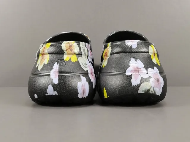 Crocs Echo Clog Floral Print Black Platform Clogs