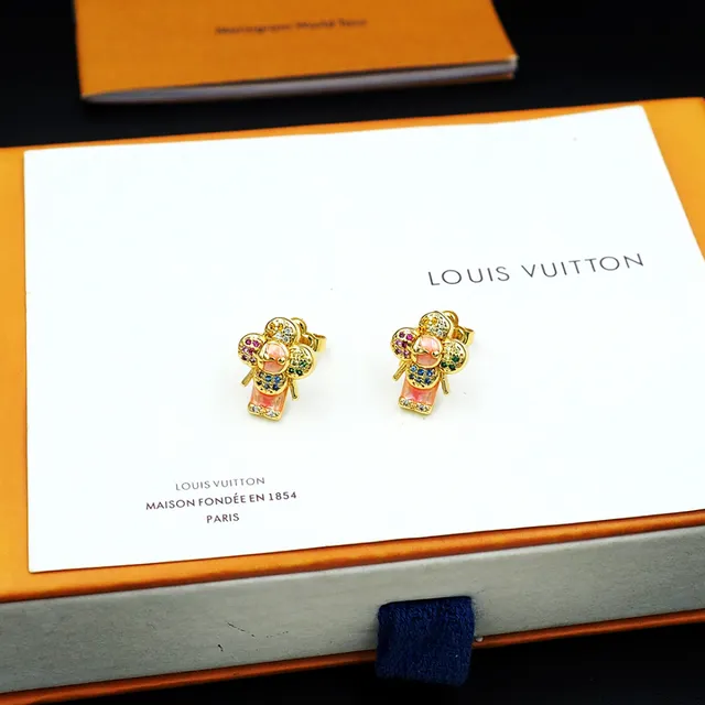 Gold-Tone Multicolor Enamel Floral Figural Stud Earrings
