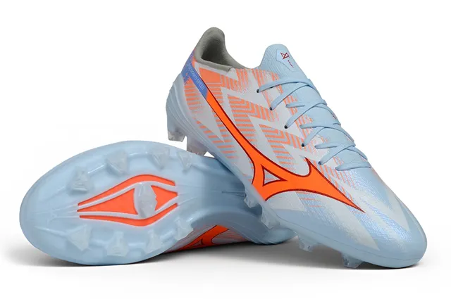 Mizuno Blue Orange Low-Cut Synthetic Upper Geometric Overlay Pattern Firm-Ground Soccer Shoes