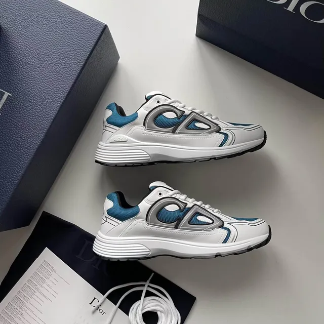 Dior B27 White and Teal Blue Lifestyle Sneakers