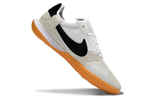 Nike Beige Black Low-Top Suede-Mesh Upper Indoor Soccer Shoes